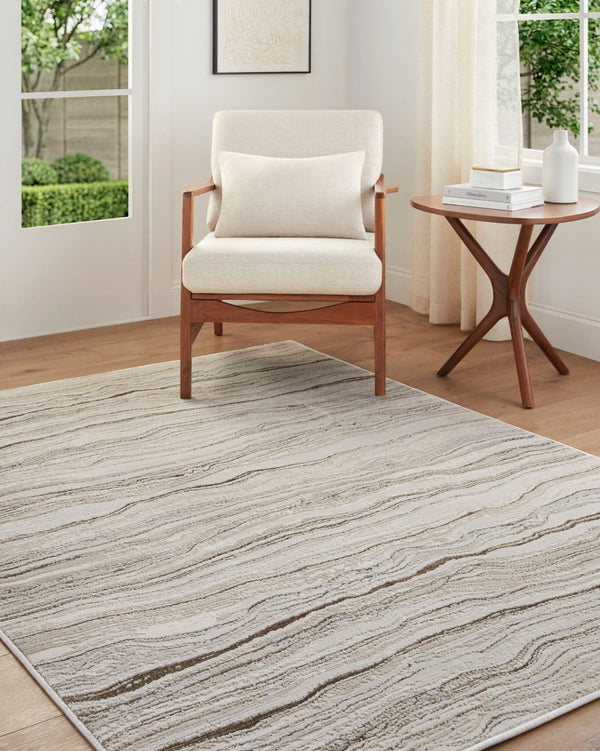 Livabliss Impulse Geometric Mid-century Modern Machine Woven Polypropylene Accent Rug for Entryways Ivory, Cream 7'10" x 10' IPS2322-71010
