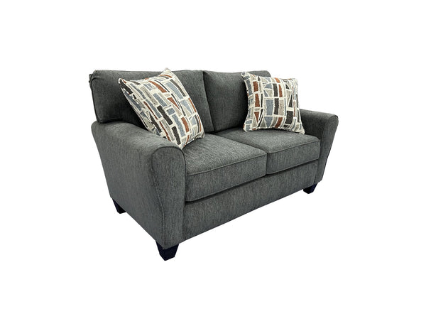 Porter Designs Reese Modern Upholstered Loveseat With Elegant Abstract Pillows For Stylish Comfort Gray Fabric 01-207-02-2961