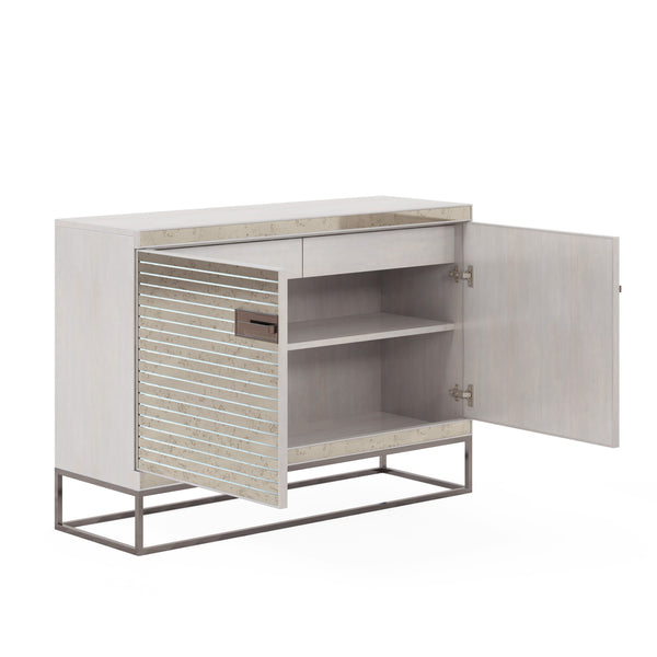 A.R.T. Furniture Mezzanine Hall Chest In Dove Gray - Stylish New Traditional Storage With Antique Mirror Doors & Drawers Light Gray Parawood And Poplar Solids,Maple Veneer,Mirror,Steel 325397-2249
