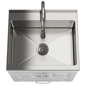 English Elm Lawrence 24" Laundry Cabinet With Integrated Stainless Steel Sink & Faucet For Stylish Utility B136P158802