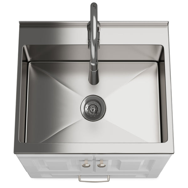 English Elm Lawrence 24" Laundry Cabinet With Integrated Stainless Steel Sink & Faucet For Stylish Utility B136P158802