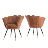 Hadleigh Black and Gold Metal Leg Velvet Seashell Accent Chairs (Set of 2)