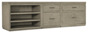 Hooker Furniture Linville Rustic 84" Mink Credenza With Locking File Drawers, Open Cabinet Shelving & Pewter Pulls 24.00 L x 96.00W x 30.00H 6150-10929-85