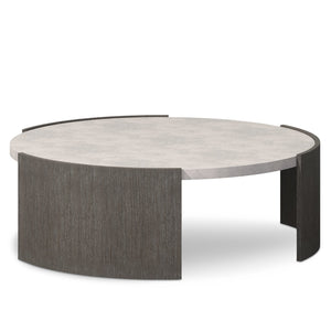 Bernhardt Bernhardt Prado Round Cocktail Table With Buff Glass-Reinforced Concrete Top And Porcini Wood Base 324016B
