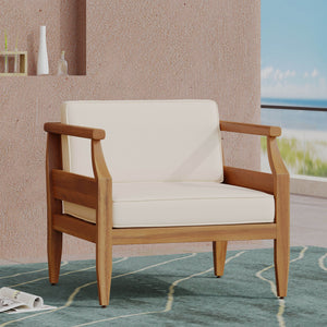 English Elm Christopher Knight Home® - ASTON Acacia Club Chair Cream – Weather-Resistant Outdoor Accent, Open Slat Seating, 400lb Capacity 68589.00CRM
