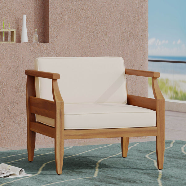 English Elm Christopher Knight Home® - ASTON Acacia Club Chair Cream – Weather-Resistant Outdoor Accent, Open Slat Seating, 400lb Capacity 68589.00CRM