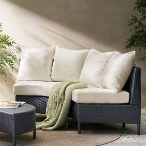 English Elm Christopher Knight Home® - PT LIMON Single Sofa Set Grey/White Faux Rattan 2 Curved Armless Chairs Iron Frame 400lb Capacity 54786.00GRY