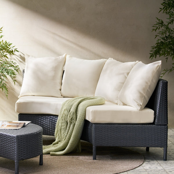 English Elm Christopher Knight Home® - PT LIMON Single Sofa Set Grey/White Faux Rattan 2 Curved Armless Chairs Iron Frame 400lb Capacity 54786.00GRY
