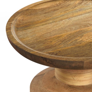 English Elm Haynes Solid Mango Accent Table – Handcrafted Sculptural Wood End Table, Boho Style, Multipurpose Light Brown B136P158440