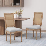 Christopher Knight Home® - Noble House - Regina French Country Wood and Cane Upholstered Dining Chair (Set of 2)