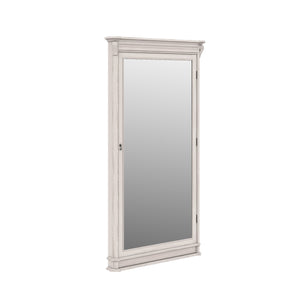 A.R.T. Furniture Alcove Floor Mirror With Jewelry Storage - Belgian Ivory Finish, Felt Interior & Antique Brass Hooks White Acacia Solids,Maple Veneers,Mirror 321123-2817