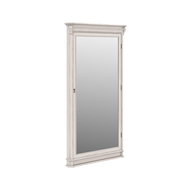A.R.T. Furniture Alcove Floor Mirror With Jewelry Storage - Belgian Ivory Finish, Felt Interior & Antique Brass Hooks White Acacia Solids,Maple Veneers,Mirror 321123-2817