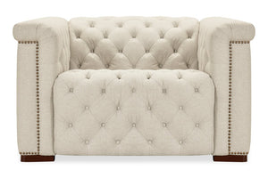 Hooker Furniture Savion Deux Power Recliner With Chesterfield Tufting, Aries Beach Fabric, Nail Trim & Powered Headrest SS435-PH1-414