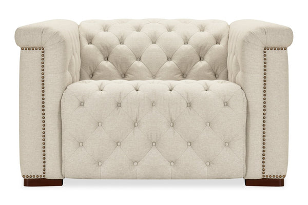 Hooker Furniture Savion Deux Power Recliner With Chesterfield Tufting, Aries Beach Fabric, Nail Trim & Powered Headrest SS435-PH1-414