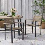 Christopher Knight Home® - Noble House - Laris Outdoor Wood And Iron Dining Chairs - Set Of 2