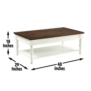 English Elm Steve Silver - Joanna Three-Piece Table Set with Turned Legs & Bottom Shelf, Two-Tone Ivory Mocha Finish, White B081S00385