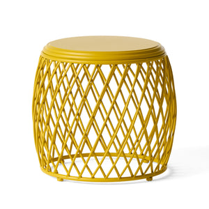 English Elm Alamera Lattice Iron Side Table Powder Coated Matte Finish for Indoor Outdoor Use 60745.00YLW