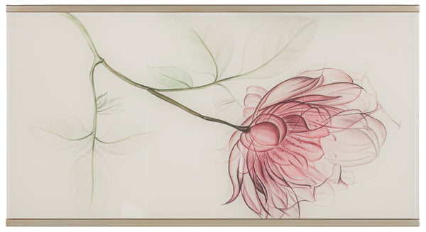 Hooker Furniture Blossoming Hope Glass Writing Desk — Ultra White Reverse-Painted Floral Top, Gold Metal Frame, Elegant Transitional Style 5000-10003-647