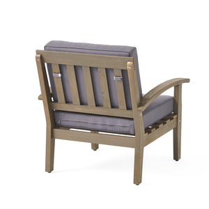 English Elm Christopher Knight Home® - Peyton Club Chair - Durable Acacia Wood Frame With Water-Resistant Cushions For Ultimate Outdoor Comfort 57973.00GRY