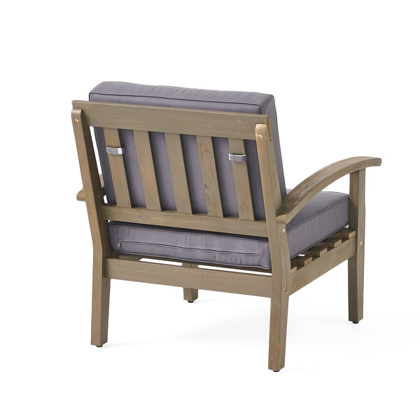 English Elm Christopher Knight Home® - Peyton Club Chair - Durable Acacia Wood Frame With Water-Resistant Cushions For Ultimate Outdoor Comfort 57973.00GRY