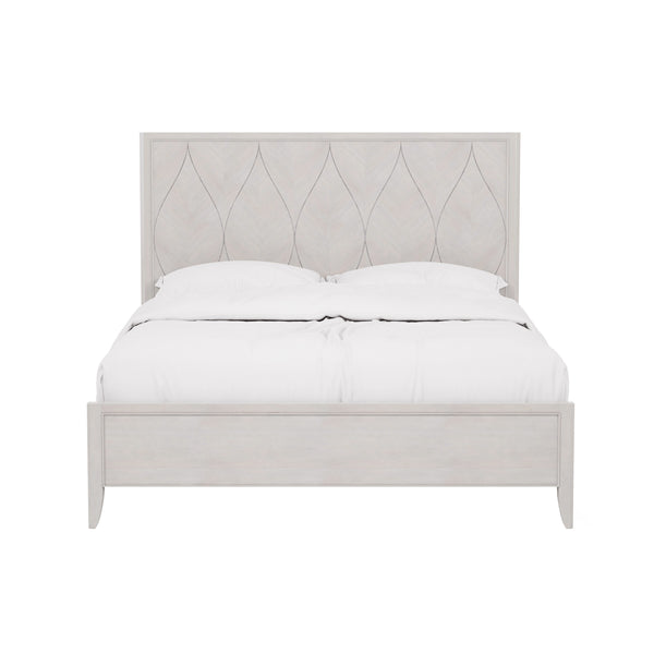 A.R.T. Furniture Mezzanine Elegant Dove Gray Bed With Arabesque Veneer Design For Luxury & Comfort In Your Bedroom Light Gray Parawood And Poplar Solids,Maple Veneer 325136-2249