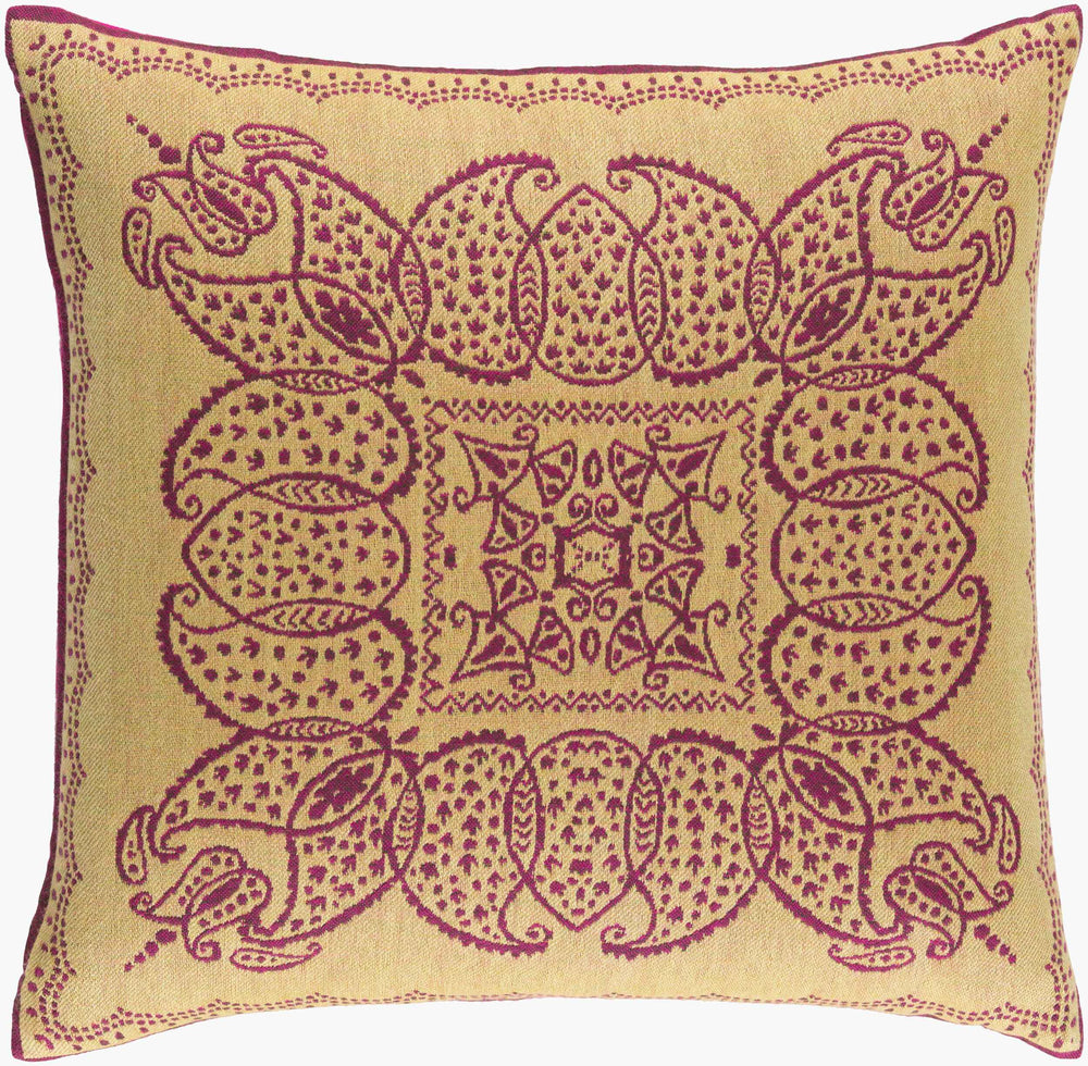 Surya Indira 20"L X 20"W Wool Accent Pillow - Intricate Pattern For Stylish Comfort In Any Room Decor Mustard Wool Ir002-2020p
