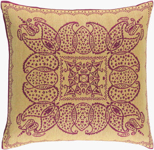 Surya Indira 20"L X 20"W Wool Accent Pillow - Intricate Pattern For Stylish Comfort In Any Room Decor Mustard Wool Ir002-2020p