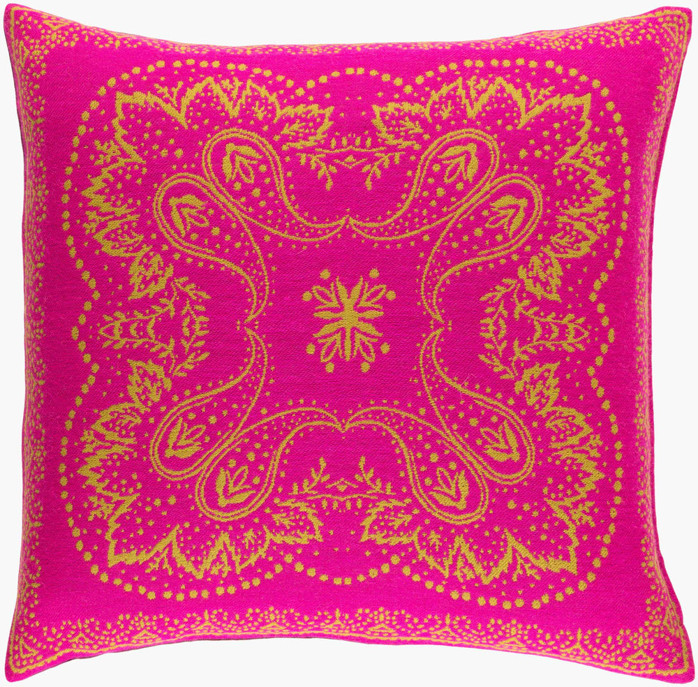 Surya Indira 20"L X 20"W Wool Accent Pillow - Intricate Pattern For Stylish Comfort In Any Room Decor Mustard Wool Ir002-2020p