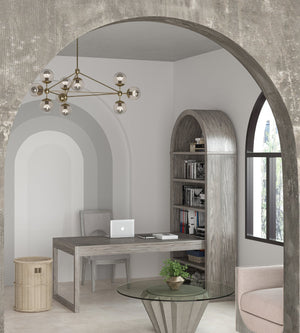 A.R.T. Furniture Vault Cocktail Table With Concrete-look Base, Parawood Solids & Oak Veneers For Stylish Living Spaces Gray Resin,Glass 285382-1049