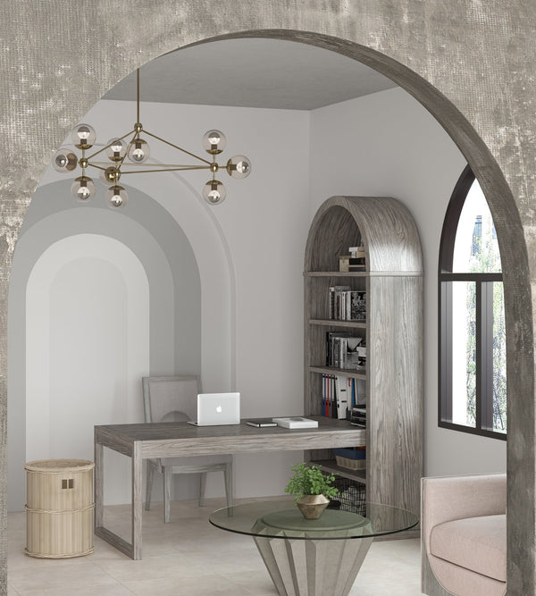 A.R.T. Furniture Vault Cocktail Table With Concrete-look Base, Parawood Solids & Oak Veneers For Stylish Living Spaces Gray Resin,Glass 285382-1049