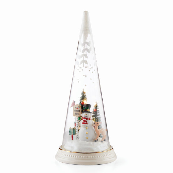Lenox Lit Christmas Cone with North Pole Snowman Scene Multi, NO COLOR GLASS,CRYSTAL 895174