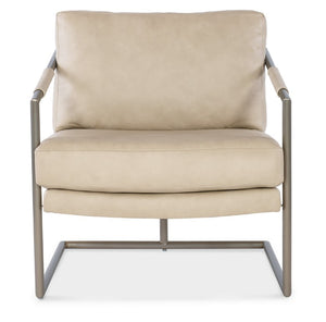 Hooker Furniture Moody Semi-Aniline Leather Chair With Polished Stainless Frame, Leather-Wrapped Arms, Transitional Luxe CC211-005