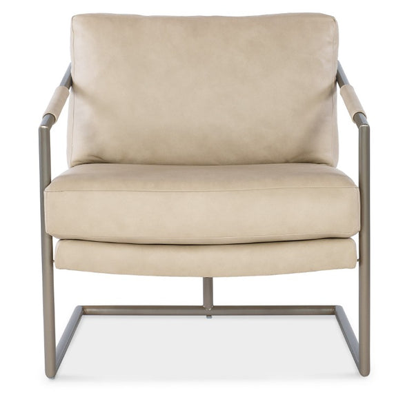 Hooker Furniture Moody Semi-Aniline Leather Chair With Polished Stainless Frame, Leather-Wrapped Arms, Transitional Luxe CC211-005