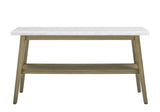 Steve Silver Vida Sofa Table with White Marble Veneers and Burnished Blonde Finish - Brown