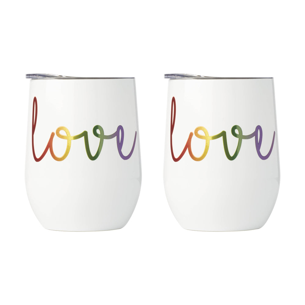 Lenox Cambridge 12 Oz "Love" Script Wine Tumblers, White, Set of 2 NO COLOR METAL EPRD20CB2DS
