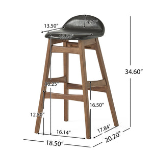 English Elm Christopher Knight Home® - BAR STOOL Stylish Fabric Seat with Small Backrest and Wood Finish, Supportive Comfort for Home Bar Dark Brown 58919.00DBN