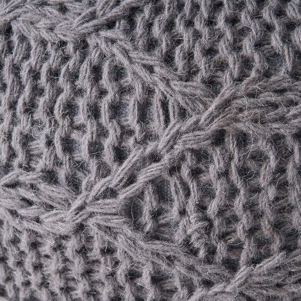 English Elm Christopher Knight Home® - MALIBU Knitted Wool Round Pouf 20" x 20" x 14" — Handcrafted Modern Knit Weave Accent for Cozy Living Spaces Charcoal 60494.00CHAR