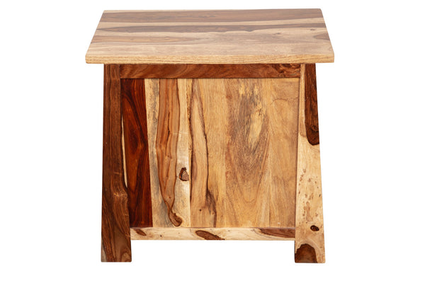 Porter Designs Kalispell Solid Sheesham Wood Nightstand With Hammered Metal Hardware & Craftsmanship Natural Wood 04-196-04-2419