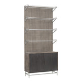 Industrial 4 Shelf Bookcase with 2 Door Cabinet Brown with River Rock Brown finish P301627 Pulaski Furniture