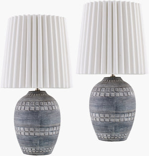 Livabliss Iroh Ceramic Base Accent Table Lamp with Linen Shade for Bedside or Console Use IRH002-SET
