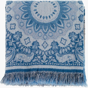 Surya Indira 50"W X 70"L Throw - Elegant Global Design, Durable Wool, Perfect For Adding Eclectic Charm! Denim Wool Iri1004-5070