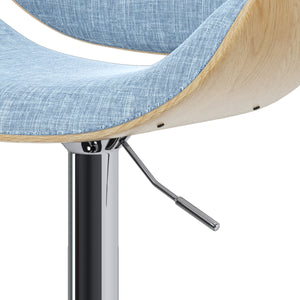 English Elm Marana - Stylish Adjustable Bentwood Swivel Bar Stool In Denim Blue With Chrome Base & Footrest B136P158932