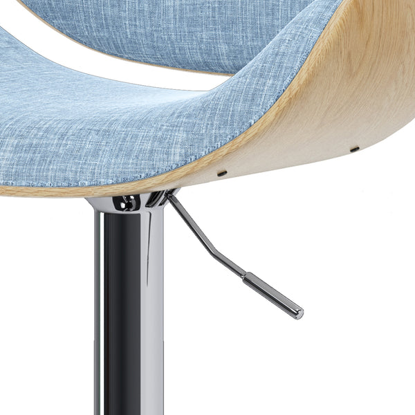 English Elm Marana - Stylish Adjustable Bentwood Swivel Bar Stool In Denim Blue With Chrome Base & Footrest B136P158932
