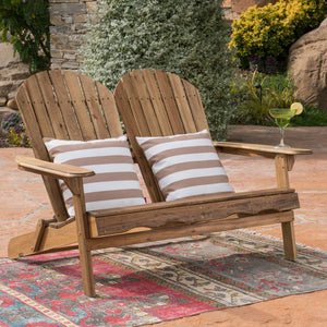 English Elm Christopher Knight Home® - MALIBU Acacia Wood Adirondack Loveseat with Slatted Back for Patio, Durable Weather-Resistant Comfort and Style Natural 46 L x 24 W x 11.75 H 61679.00