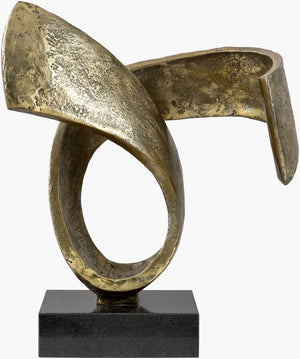 Surya Icaro 14"H X 12"W X 9"D Modern Decorative Sculpture - Elegant Metal & Granite Centerpiece For Home Gold Iron,Granite Iro001-14129