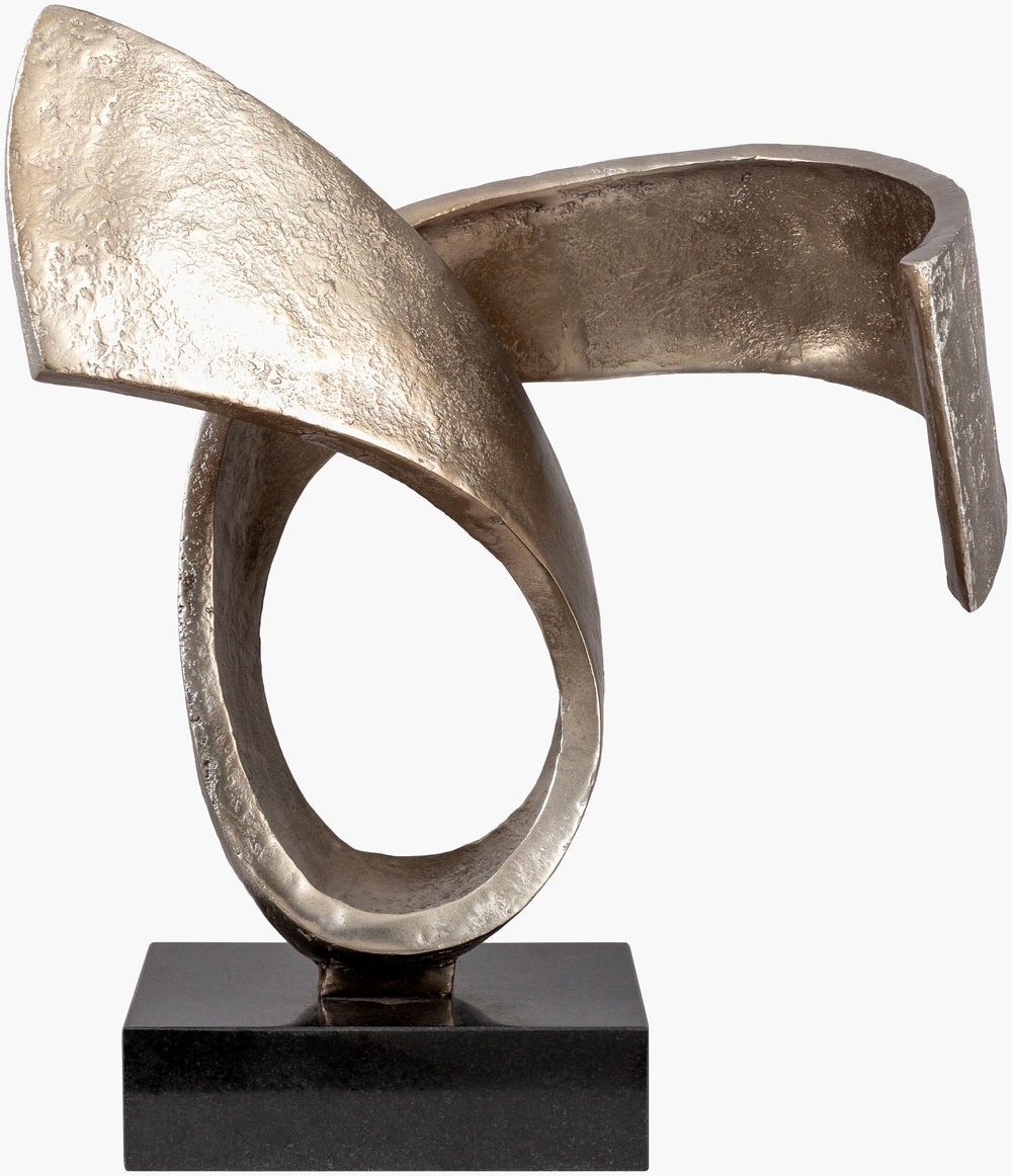 Surya Icaro 14"H X 12"W X 9"D Modern Decorative Sculpture - Elegant Metal & Granite Centerpiece For Home Metallic ,Nickel Iron,Granite Iro002-14129