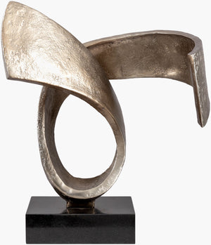 Surya Icaro 14"H X 12"W X 9"D Modern Decorative Sculpture - Elegant Metal & Granite Centerpiece For Home Metallic ,Nickel Iron,Granite Iro002-14129