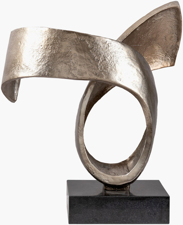 Surya Icaro 14"H X 12"W X 9"D Modern Decorative Sculpture - Elegant Metal & Granite Centerpiece For Home Metallic ,Nickel Iron,Granite Iro002-14129