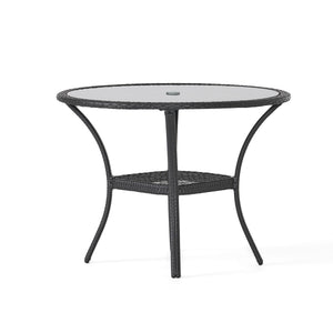 English Elm San Pico Round Outdoor Bistro Table Pe Wicker Iron Frame Glass Top Patio 56225.00TBL