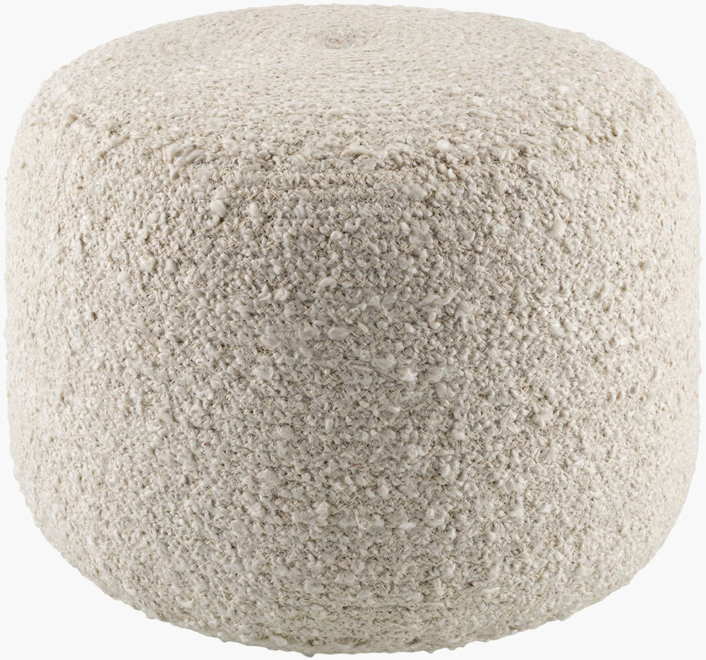 Surya Iverson Modern Minimalist Pouf – 14"H X 18"W X 18"D, Stylish Seat, Footrest & Side Table, Durable Design Ivory Cotton,Polyester,Polyester,Polybeads Irpf001-141818